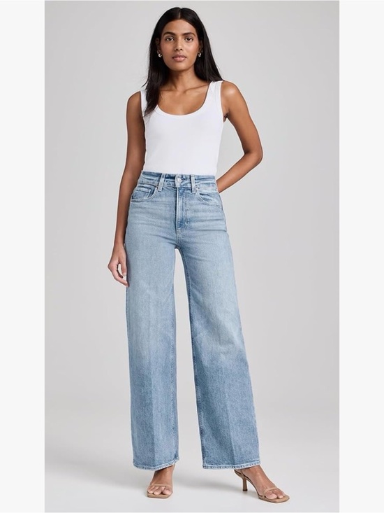 PAIGE Denim - PAIGE Light Wash High-Rise Wide Leg Jeans